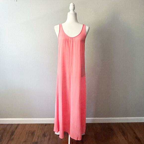 J. Crew Peach Pink 100% Silk Scoop Neck Maxi Dress women's size XS - Picture 2 of 11